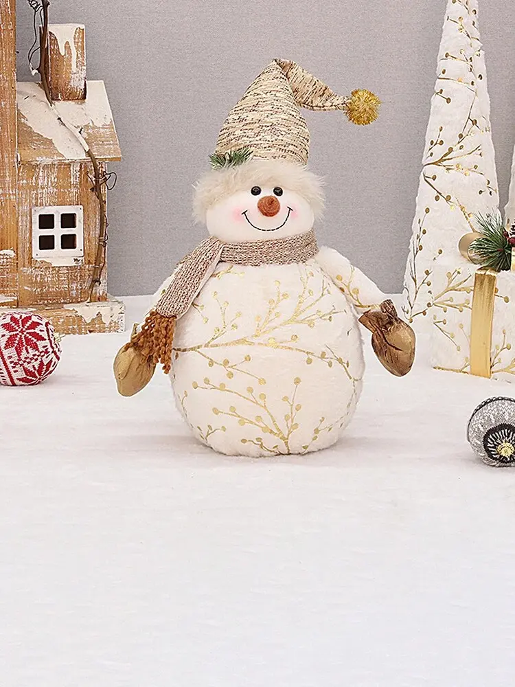 Christmas Decorations Long Plush Printed Fabric Pointed Hat Round Hat Snowman Doll New Christmas Gift Decorations