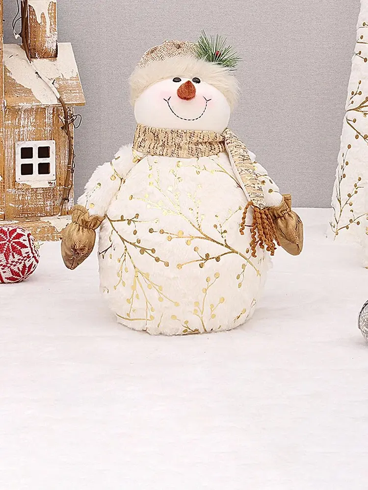 Christmas Decorations Long Plush Printed Fabric Pointed Hat Round Hat Snowman Doll New Christmas Gift Decorations