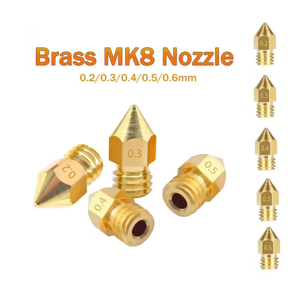 MK8 Brass Nozzle 0.2MM 0.3MM 0.4MM 0.5MM 0.6MM 0.8MM 1.0MM Extruder Print Head Nozzle For 1.75MM CR10 CR10S Ender-3 3D Printer