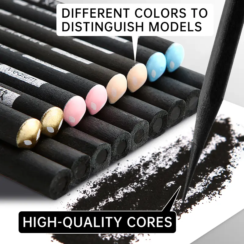 8pcs Charcoal Pencils Set for Drawing,Soft,Medium & Hard,for Drawing,Sketching,Shading,Tracing, Portraits,Sketch Pad,for Artists