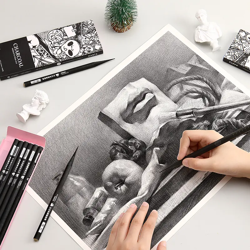 8pcs Charcoal Pencils Set for Drawing,Soft,Medium & Hard,for Drawing,Sketching,Shading,Tracing, Portraits,Sketch Pad,for Artists