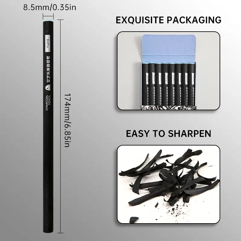 8pcs Charcoal Pencils Set for Drawing,Soft,Medium & Hard,for Drawing,Sketching,Shading,Tracing, Portraits,Sketch Pad,for Artists