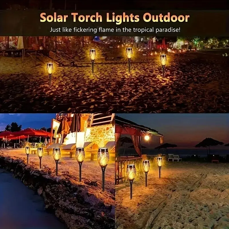 12/96Leds Lamp Solar Flame Torch Light Flickering Light Waterproof Garden Decoration Outdoor Lawn Path Yard Patio Floor Lamp