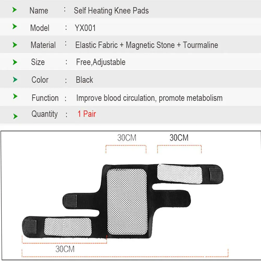 1 Pair Knee Brace Support Pads Adjustable Tourmaline self-heating magnetic therapy Knee Protective Belt Arthritis Knee Massager