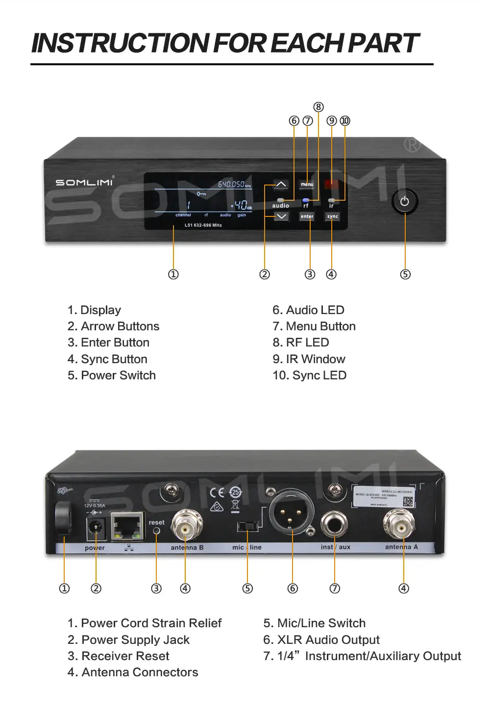 SOMLIMI-Q-B58 High Quality UHF Profeesional Wireless Microphone System Stage Performances Party Karaoke Metal Handheld