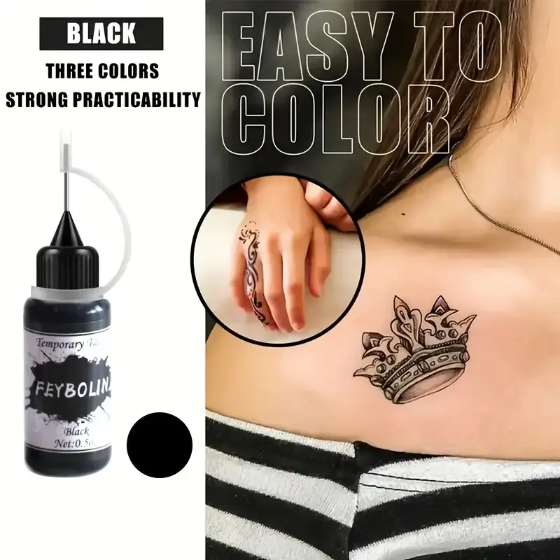 Long-Lasting Temporary Tattoo Inks And Stencils Kit,Freehand Painting Gel for Makeup Trend Party Tattoos Facial Painting Body