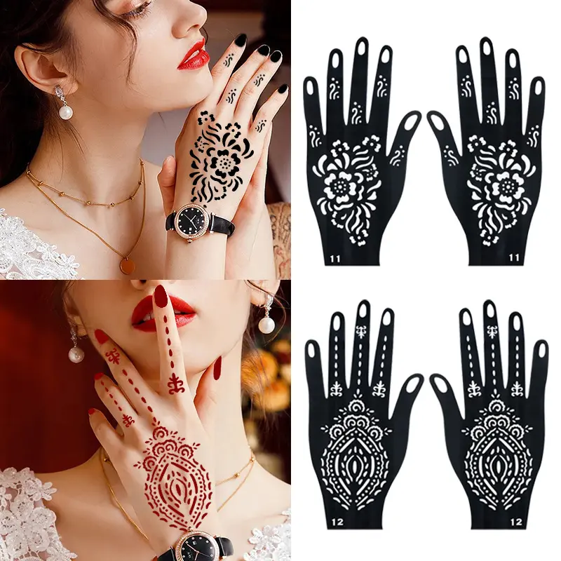 Long-Lasting Temporary Tattoo Inks And Stencils Kit,Freehand Painting Gel for Makeup Trend Party Tattoos Facial Painting Body