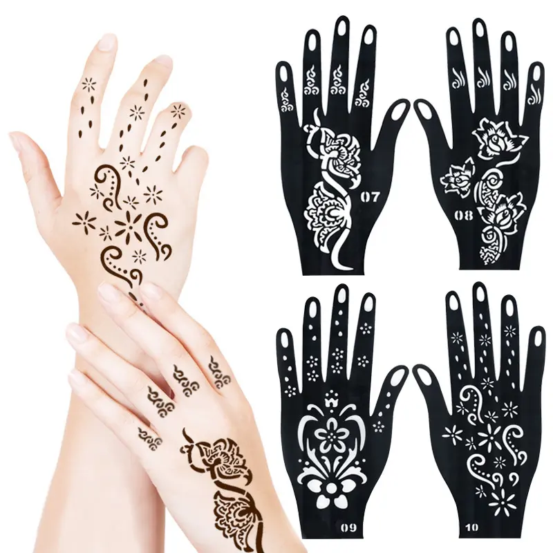 Long-Lasting Temporary Tattoo Inks And Stencils Kit,Freehand Painting Gel for Makeup Trend Party Tattoos Facial Painting Body