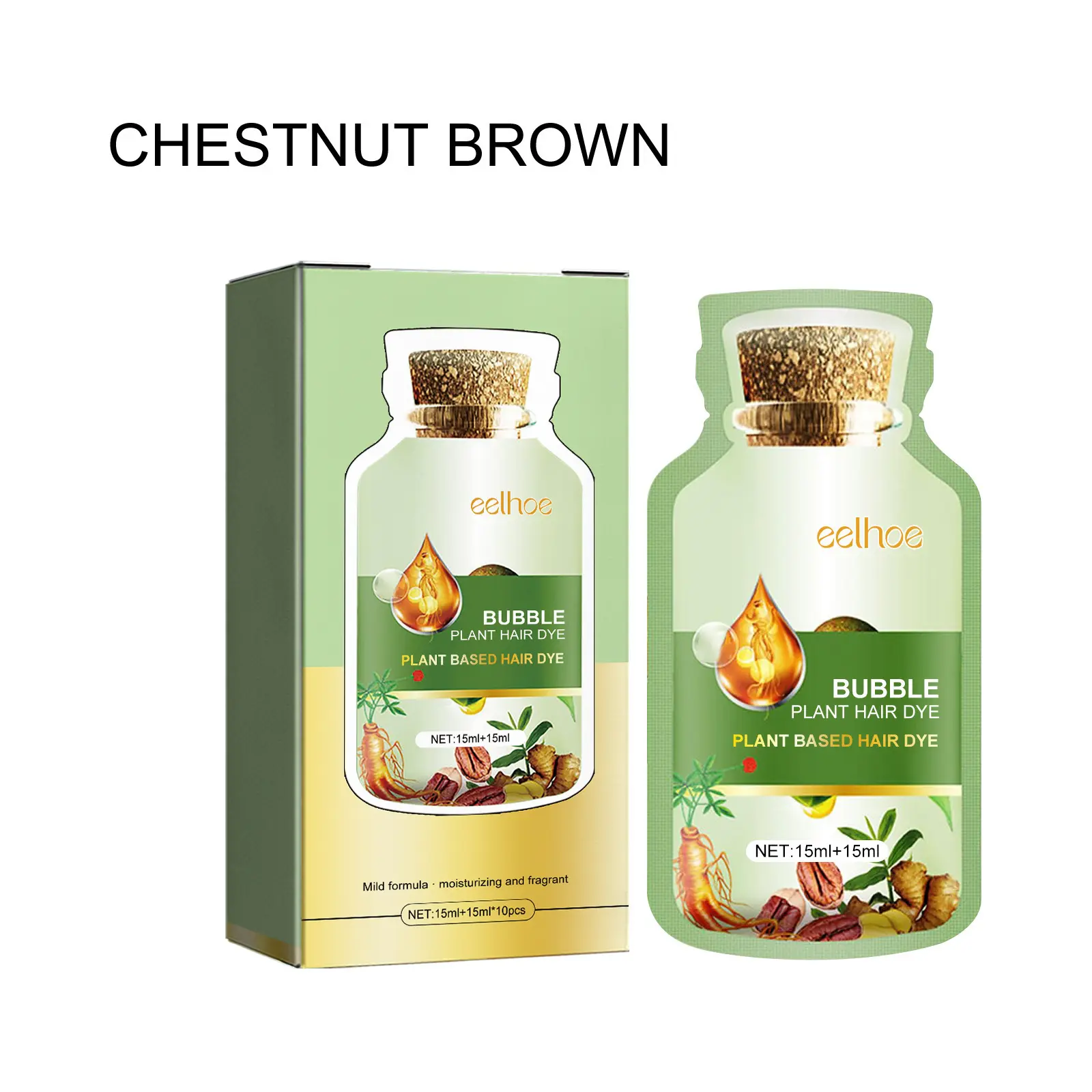 EELHOE Herbal Hair Dye Shampoo Natural Non-irritating Change Hair Color Repair Gray White Cover Hair Care Black Hair Dye Shampoo
