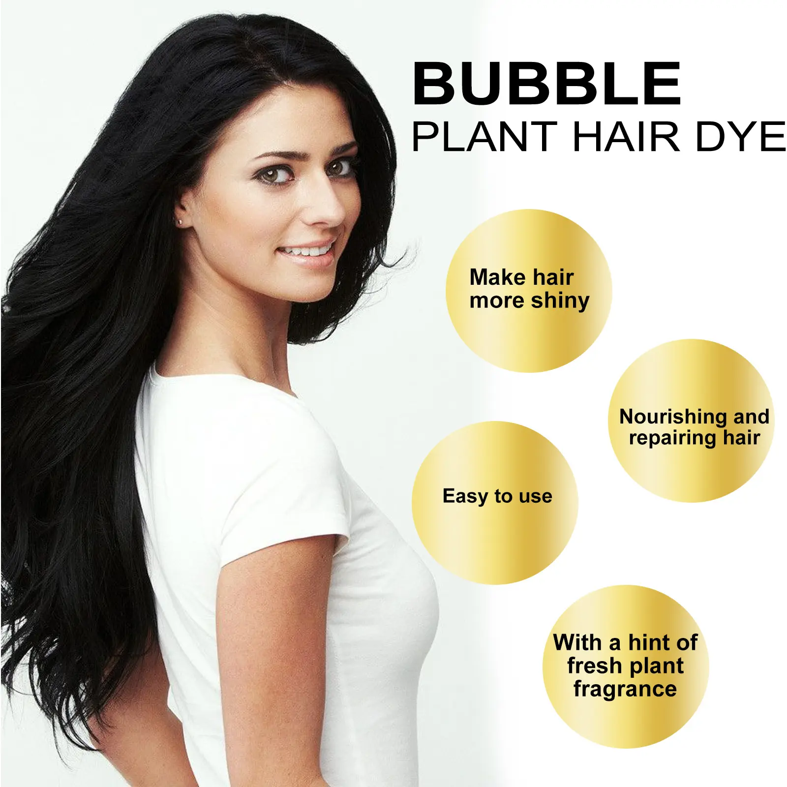 EELHOE Herbal Hair Dye Shampoo Natural Non-irritating Change Hair Color Repair Gray White Cover Hair Care Black Hair Dye Shampoo