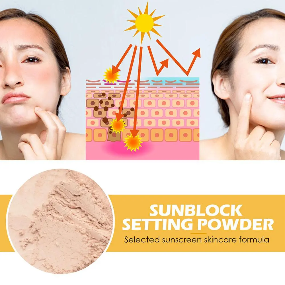 Waterproof Spf50 Sunscreen Loose Powder Sunblock Skin Protective Invisible Pore Solar Blocker Oil Control For Women Face Care