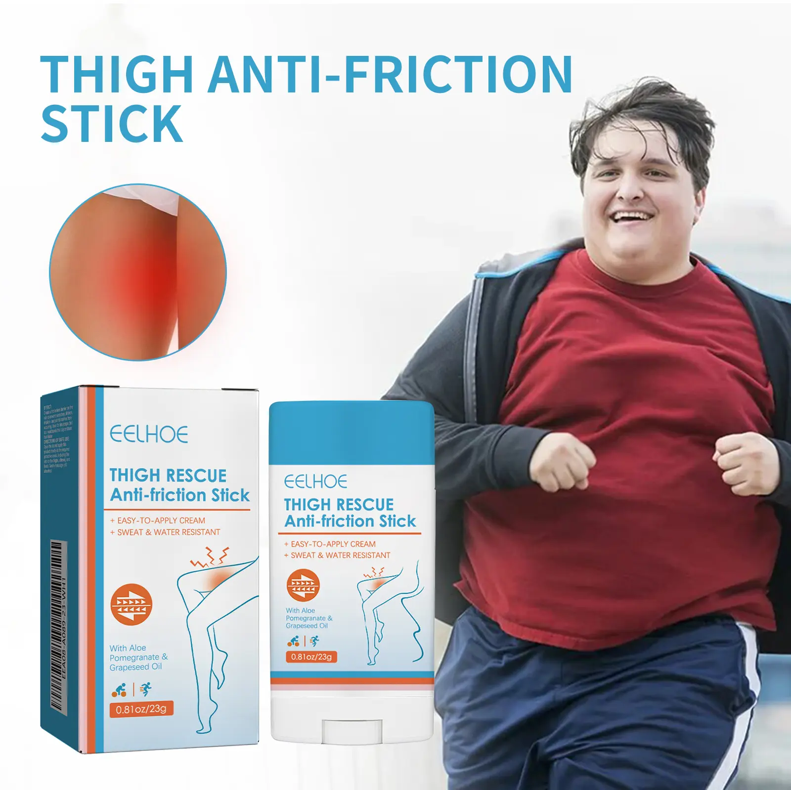 Eelhoe Thigh Rescue Anti-Friction Stick Waterproof Sweat Resistant Easy To Apply Cream Leg Heel Lower Arm Skin Protection Bar