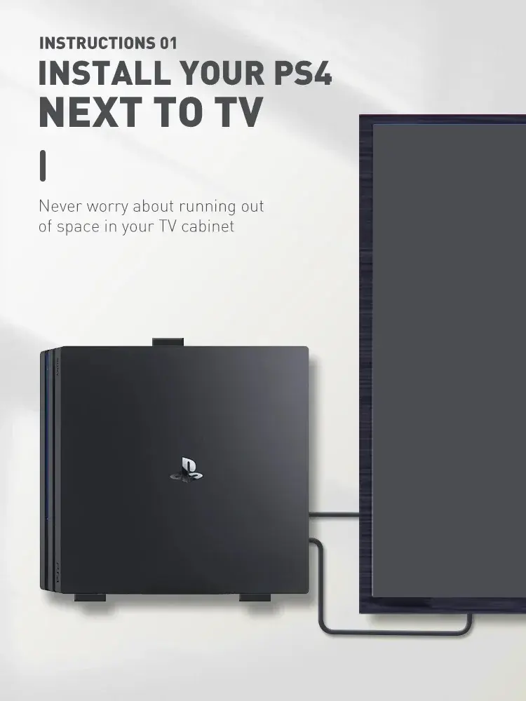 2025 New! Wall Mount for PS4 - Horizontal Holder for Slim & Pro, Game Machine Stand