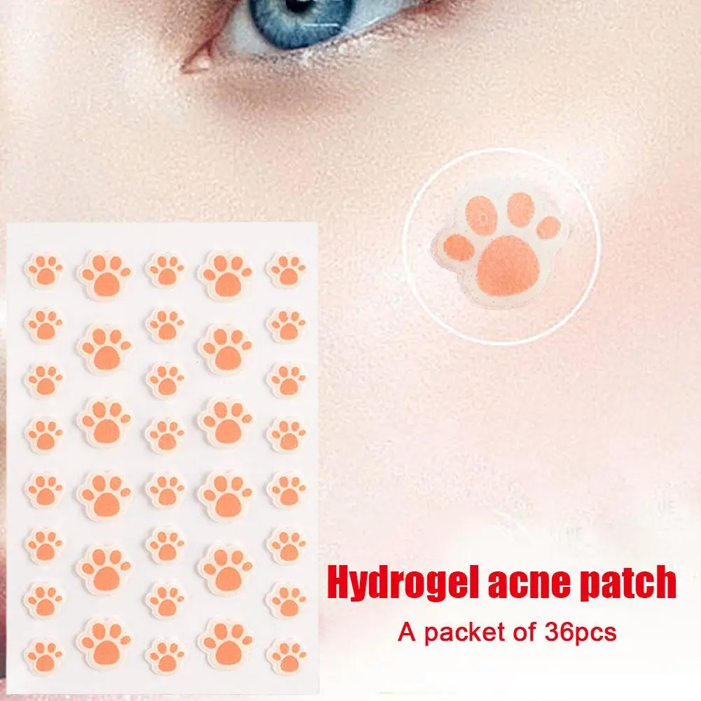36 Counts Cat Paws Hydrocolloid Acne Pimple Patch Cute Acne Care Cover Patch, Invisible Acne Zit Patches For Face Dots Blemish