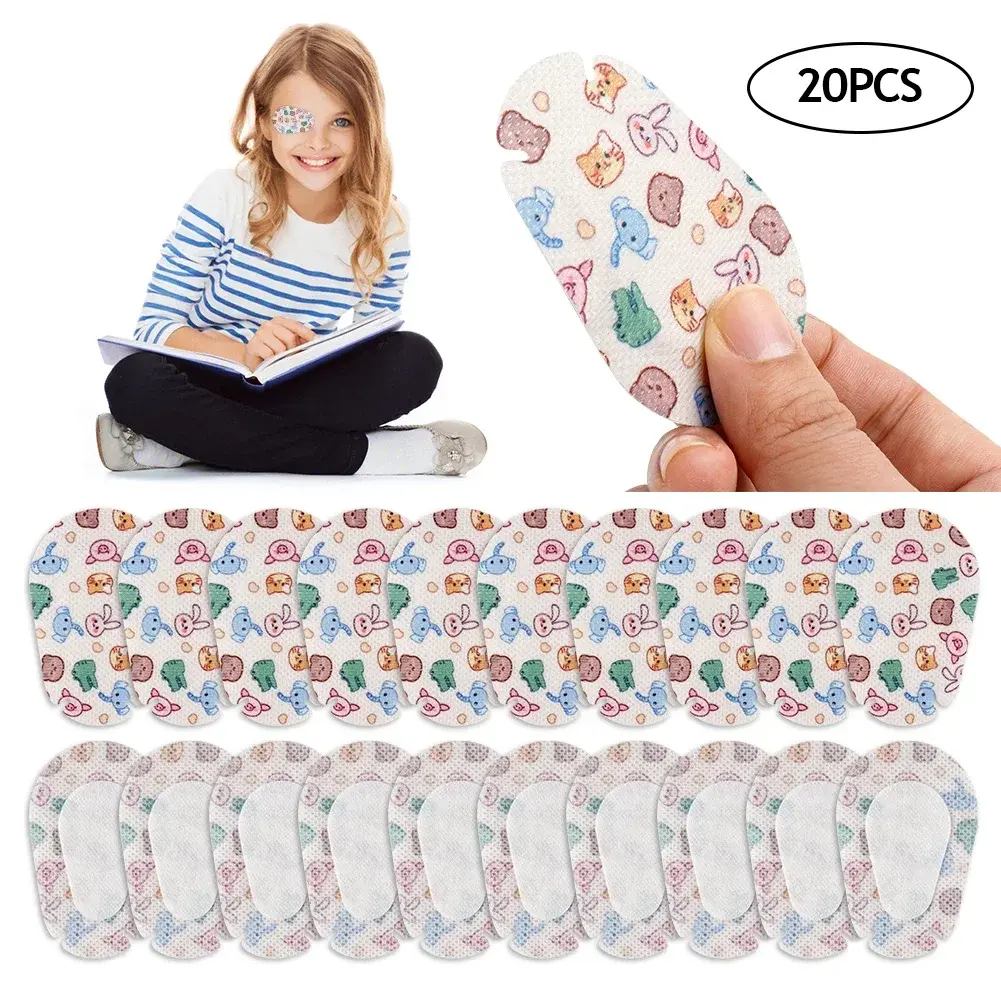 20/60Pcs Children Amblyopia Eye Patch Full Cover Monocular Correction Strabismus Breathable Medical Sterile Eye Patch Bandages