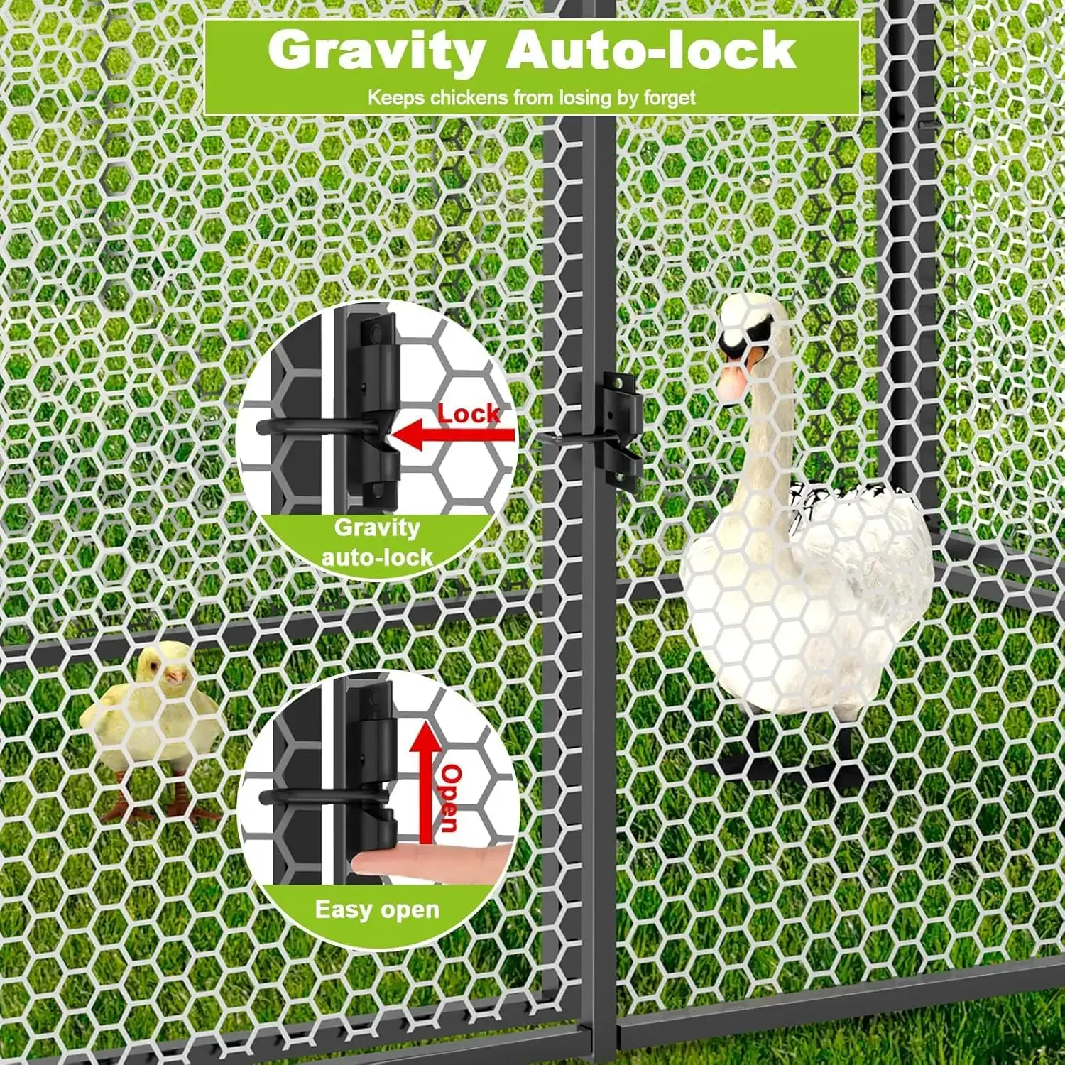 Large Metal Chicken Coop Chicken Run with Cover for 10-12 Chickens 120"×40"×40" Backyard Farm Animal Enclosure Crate Pet Playpen