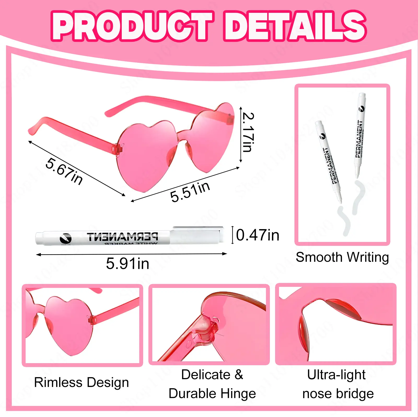 16-160Pcs Personalized Wedding Sunglasses Custom Heart Sunglasses with Paint Pens for Adults DIY Birthday Wedding Party Favors
