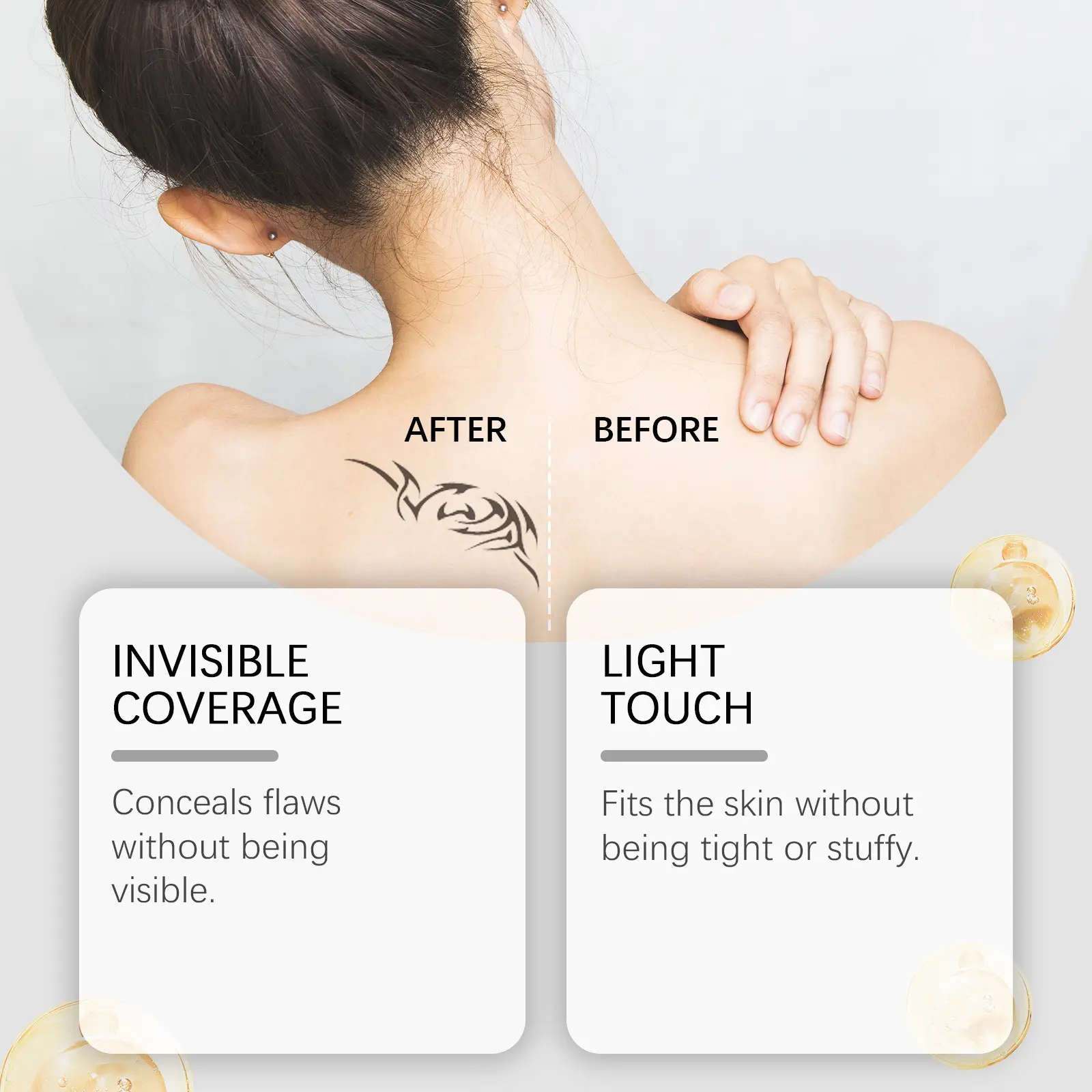 Eelhoe Body Invisible Concealer Patch Lasting Waterproof Tape Full Coverage Cover up Scar Skin Color Tattoo Invisible Stickers