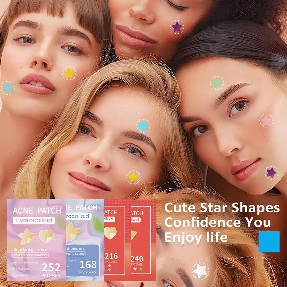 Colorful Hydrocolloid Dots Cute Star Heart Shaped Acne Pimple Patch For Face Invisible Zits & Blemishes Cover Stickers Skin Care