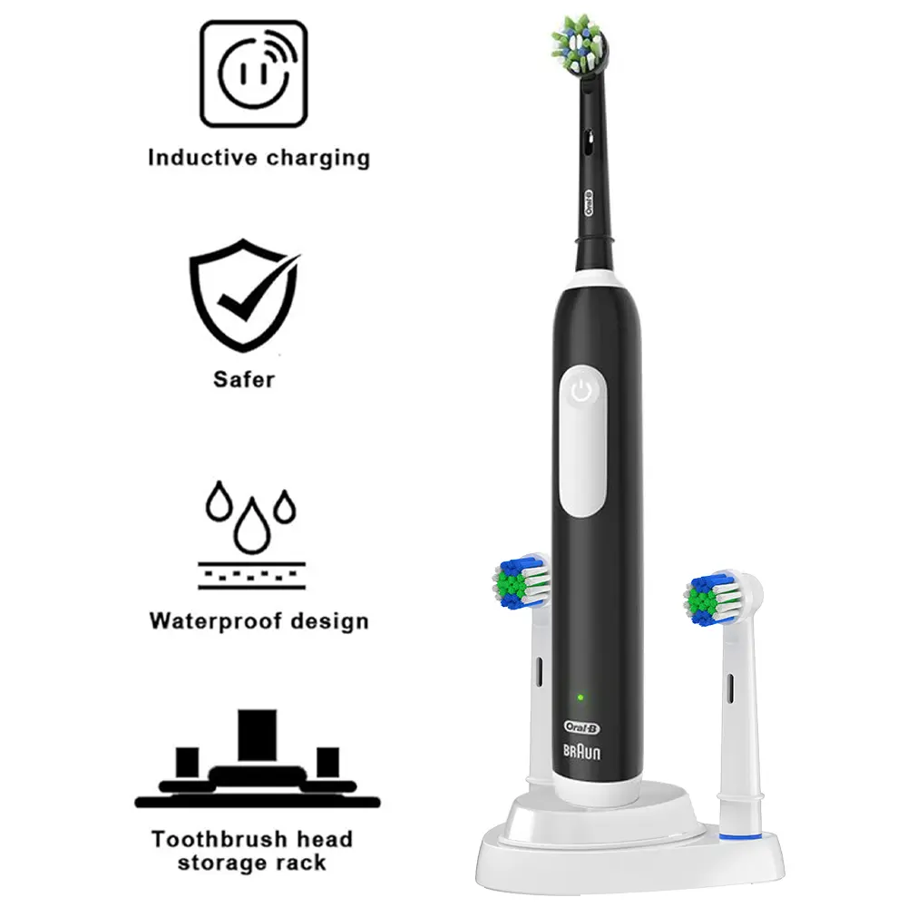 Oral B Compatible Electric Toothbrush Replacement Charger Base, Inductive Charging Stand & Brush Heads Holder for Oral B Pro & D