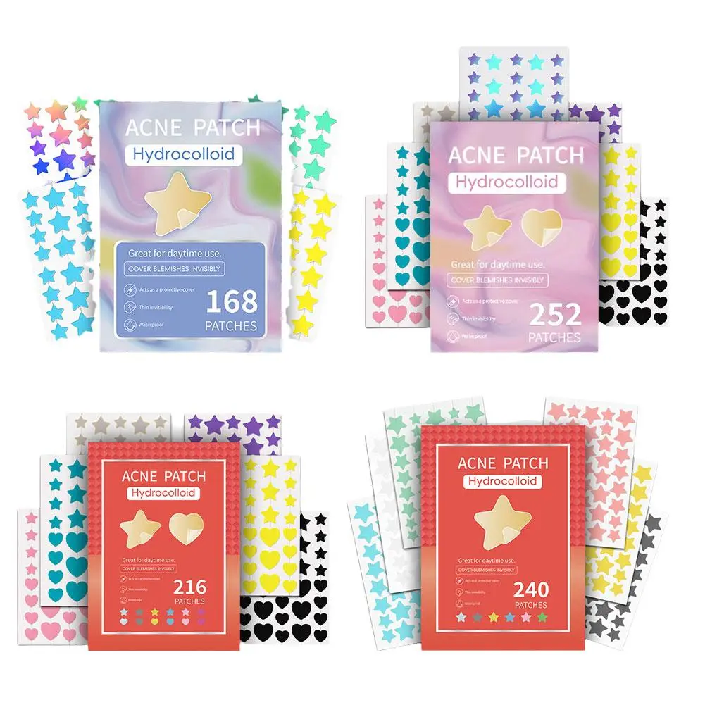 Colorful Hydrocolloid Dots Cute Star Heart Shaped Acne Pimple Patch For Face Invisible Zits & Blemishes Cover Stickers Skin Care