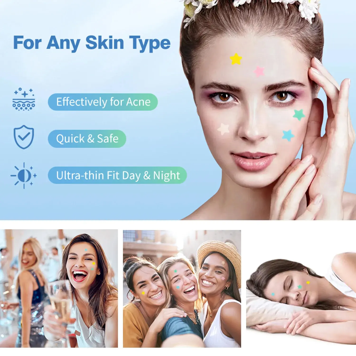 1/2/3 Box Acne Pimple Patches Star Hydrocolloid Spot Cover Face Invisible Stickers Patch Acne for Covering Zits and Blemishes