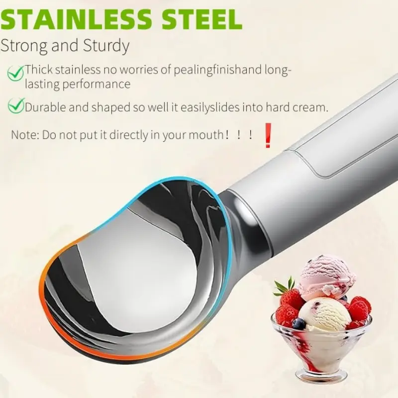 USB Rechargeable Heated Ice Cream Scoop Electric 158°F Fast Heat for Hard Ice Cream Easy for Elderly Kids LED Display,Waterproof