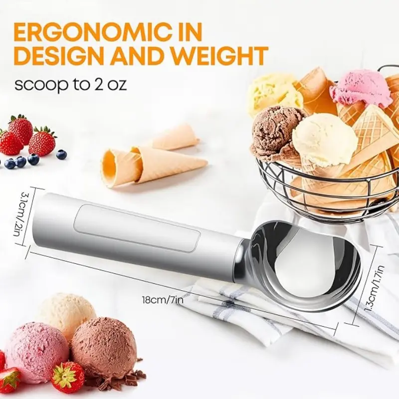 USB Rechargeable Heated Ice Cream Scoop Electric 158°F Fast Heat for Hard Ice Cream Easy for Elderly Kids LED Display,Waterproof