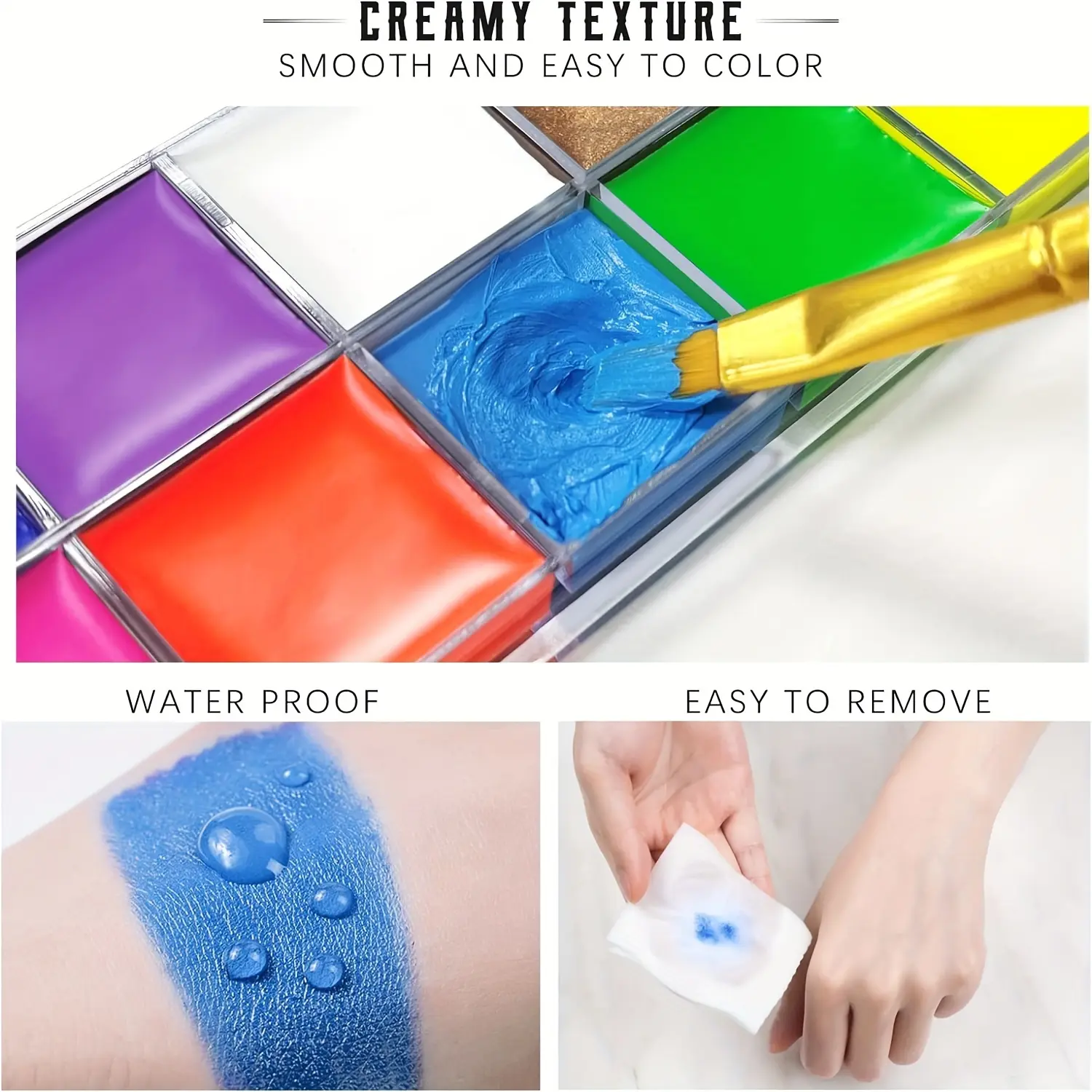 12-color UV Luminous Body Paint Face Painting Palette with 5 Brushes Waterproof Painting Set Halloween Costume Cosplay Makeup
