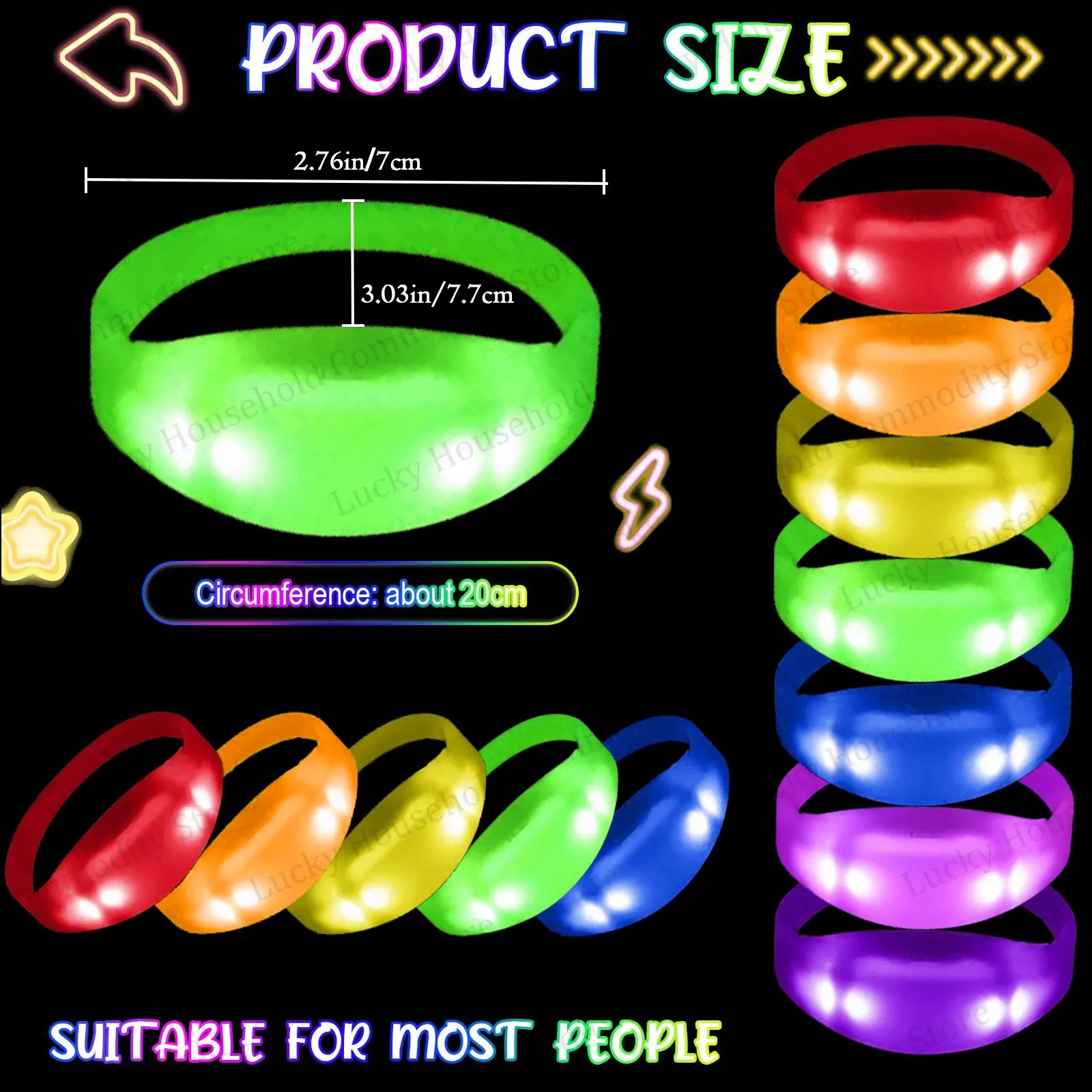 Music & Sound Activated Glow Bracelets Led Bracelet Music Rhythm Glowing Party Wedding Accessories for Concert Camping
