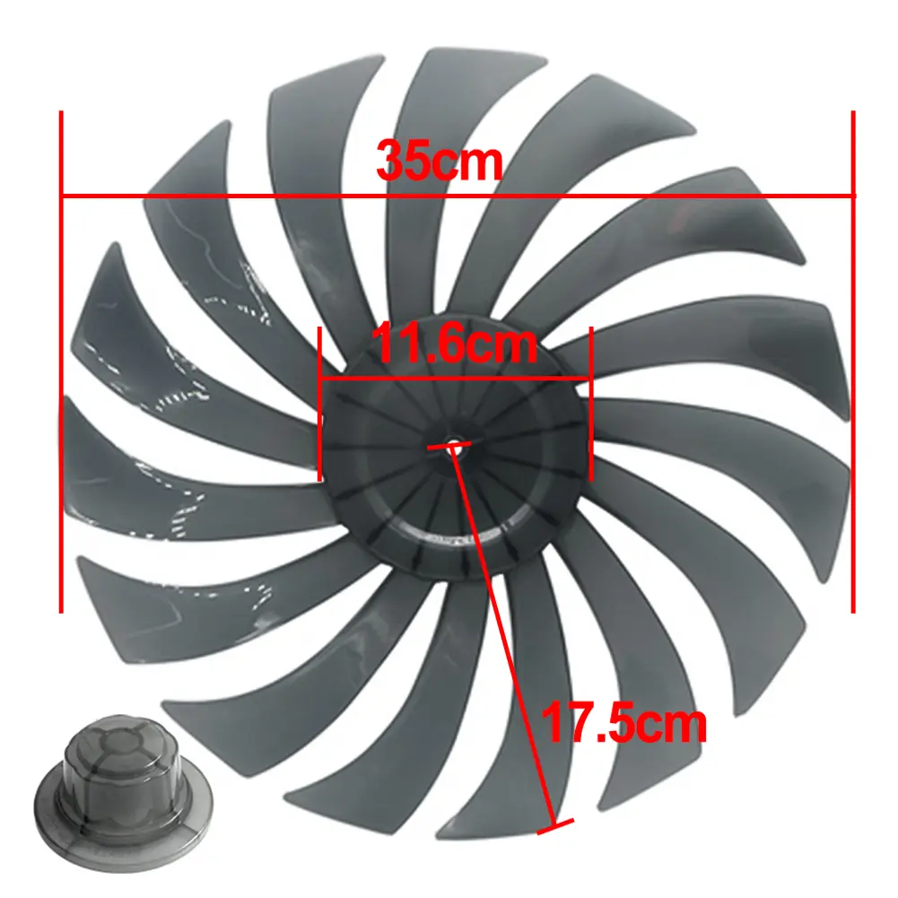 1 Pcs 14 Inch Household Floor Fan Table Plastic Fan Blade With Nut Cover Transparent Fan Blade Fan Accessories
