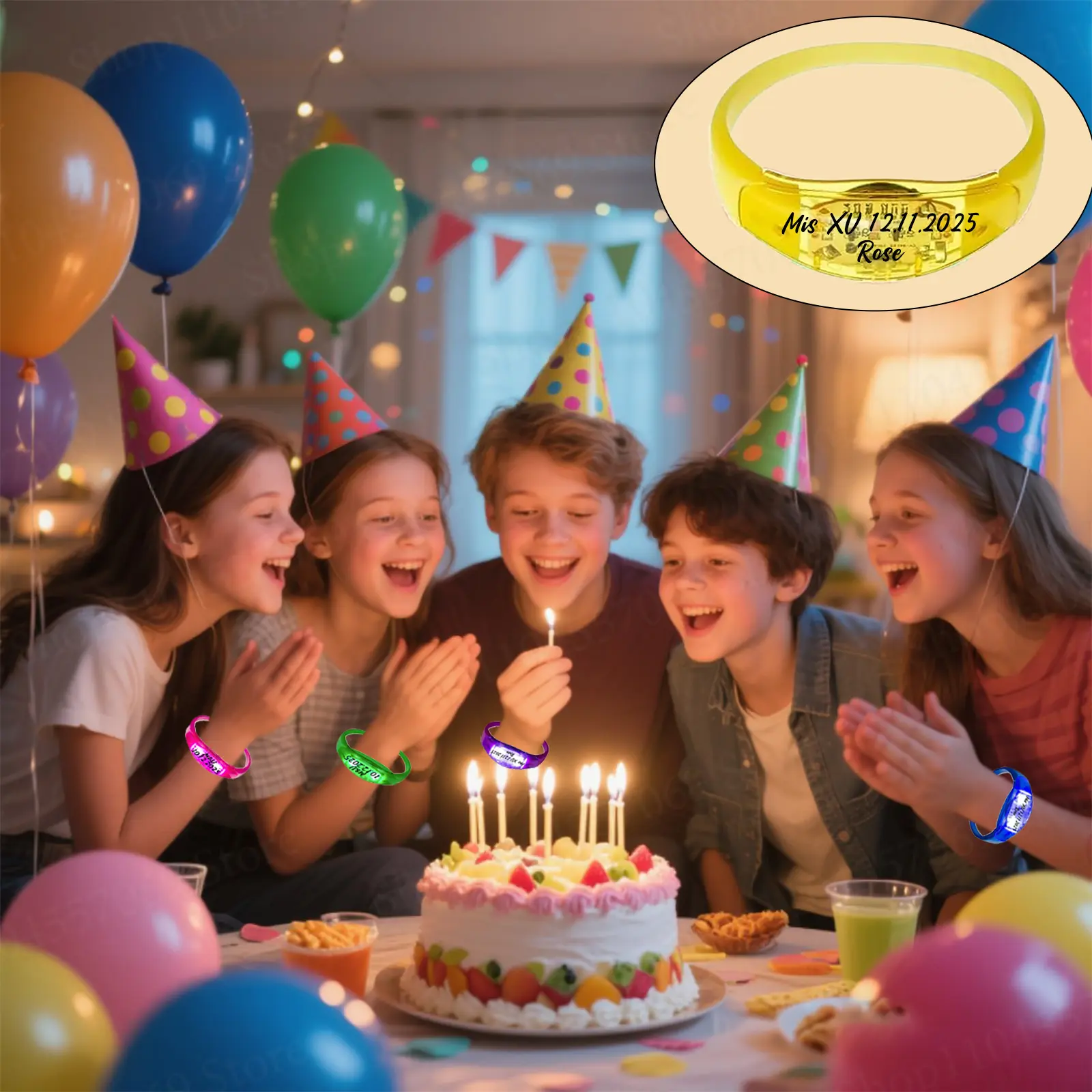 30-300Pcs Customize LED Bracelets Sound Activated Light up Bracelet Rhythmic Bracelets for Wedding Birthday Concert Party Favors