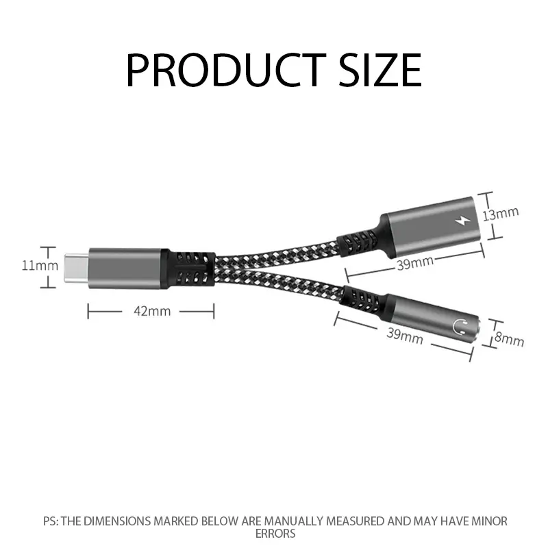 2 in 1 OTG Elbow Type USB C to 3.5mm Jack AUX Audio Headphone Adapter 60W Fast Charging For Samsung iPhone 16 Pro Huawei Xiaomi