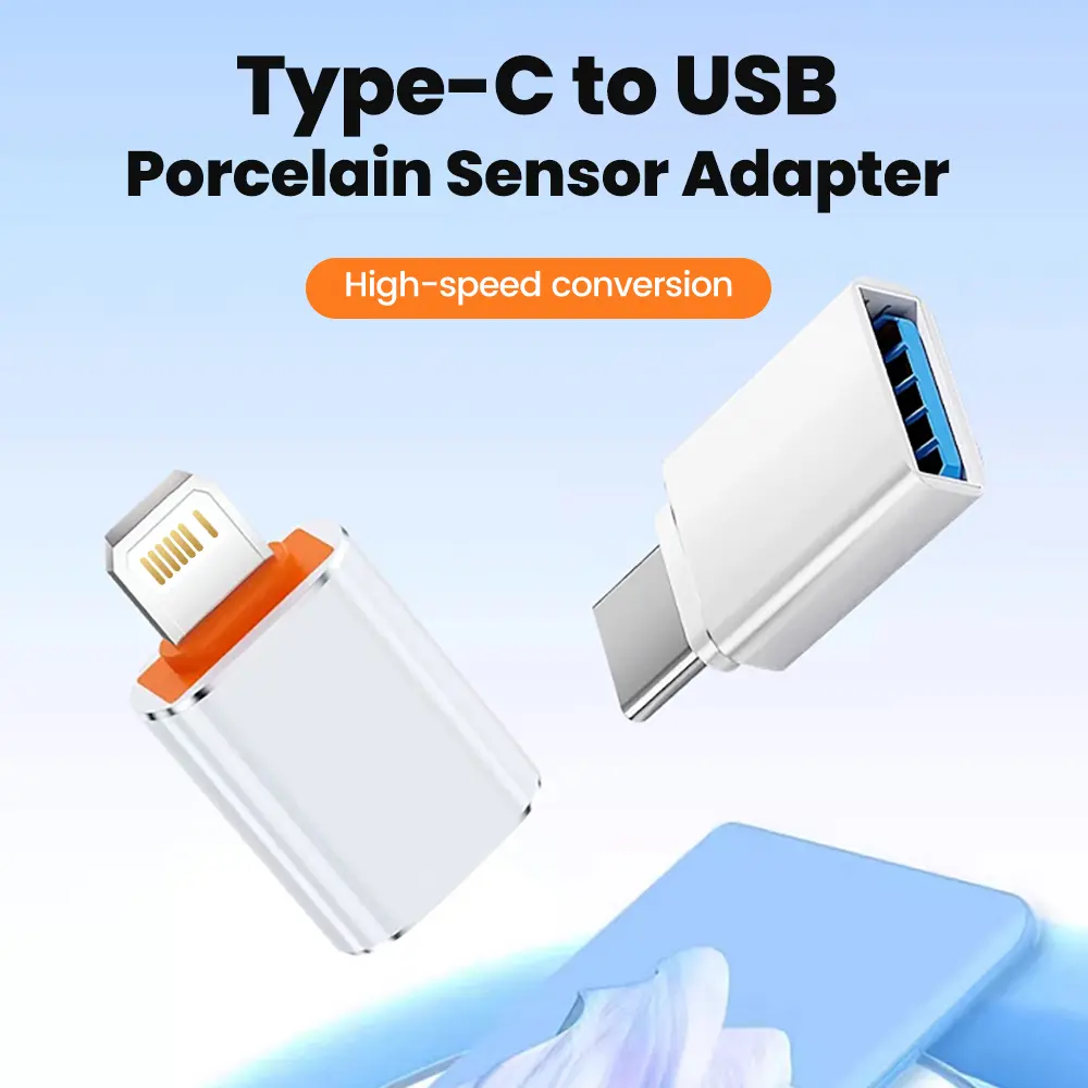 USB C Adapter Type C To USB 3.0 OTG Lightning Male To USB Female High Speed Data Transmission For Macbook iPhone15 14 Pro Laptop