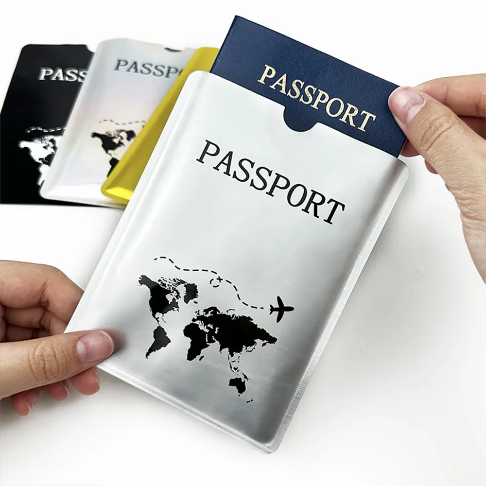 Aluminum foil passport protective case, anti-magnetic and anti-theft brush, laser aircraft version passport holder A-DH
