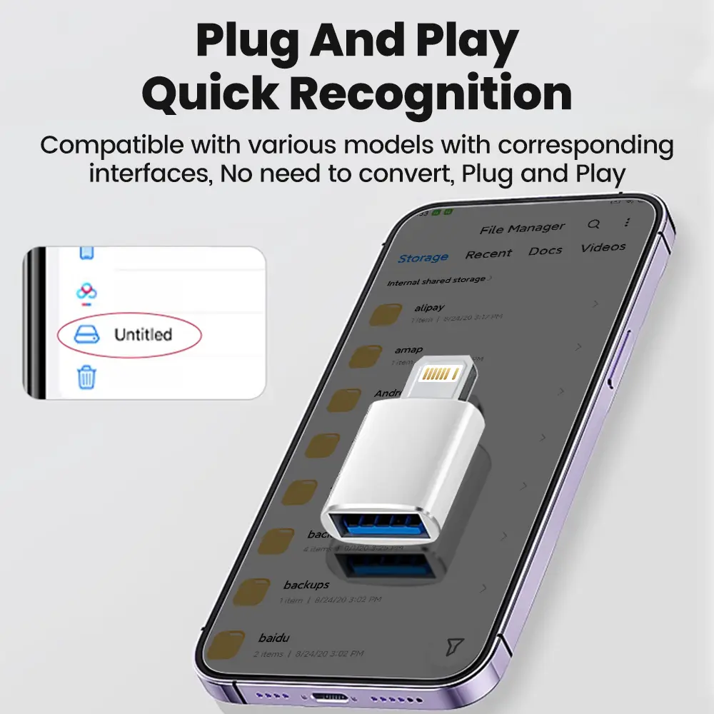 USB C Adapter Type C To USB 3.0 OTG Lightning Male To USB Female High Speed Data Transmission For Macbook iPhone15 14 Pro Laptop