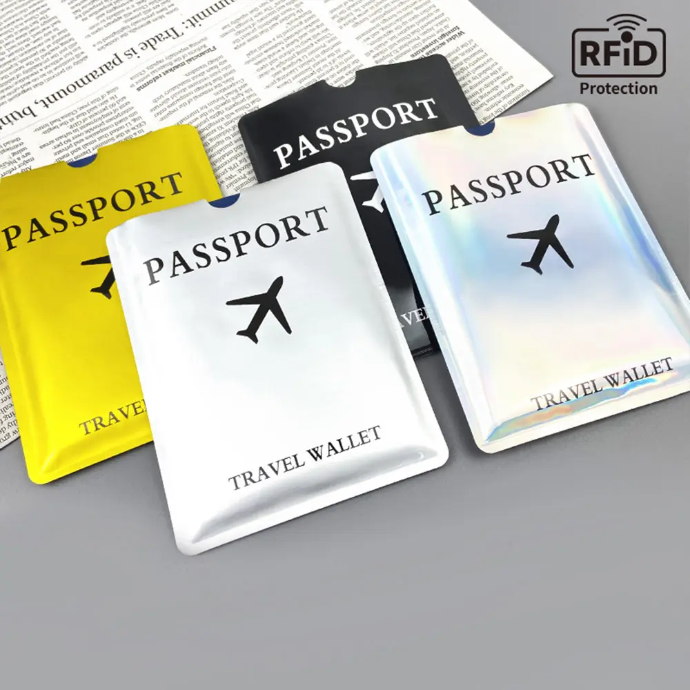 Aluminum foil passport protective case, anti-magnetic and anti-theft brush, laser aircraft version passport holder A-DH