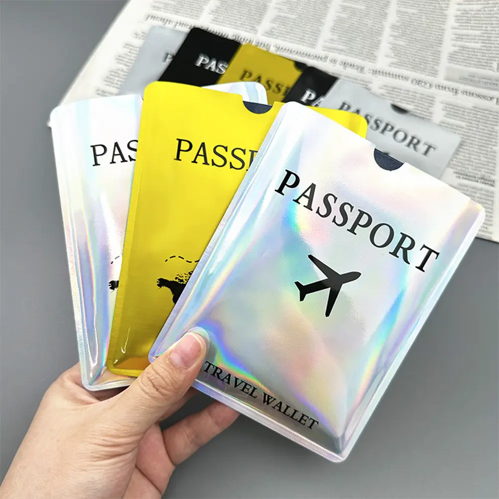 Aluminum foil passport protective case, anti-magnetic and anti-theft brush, laser aircraft version passport holder A-DH