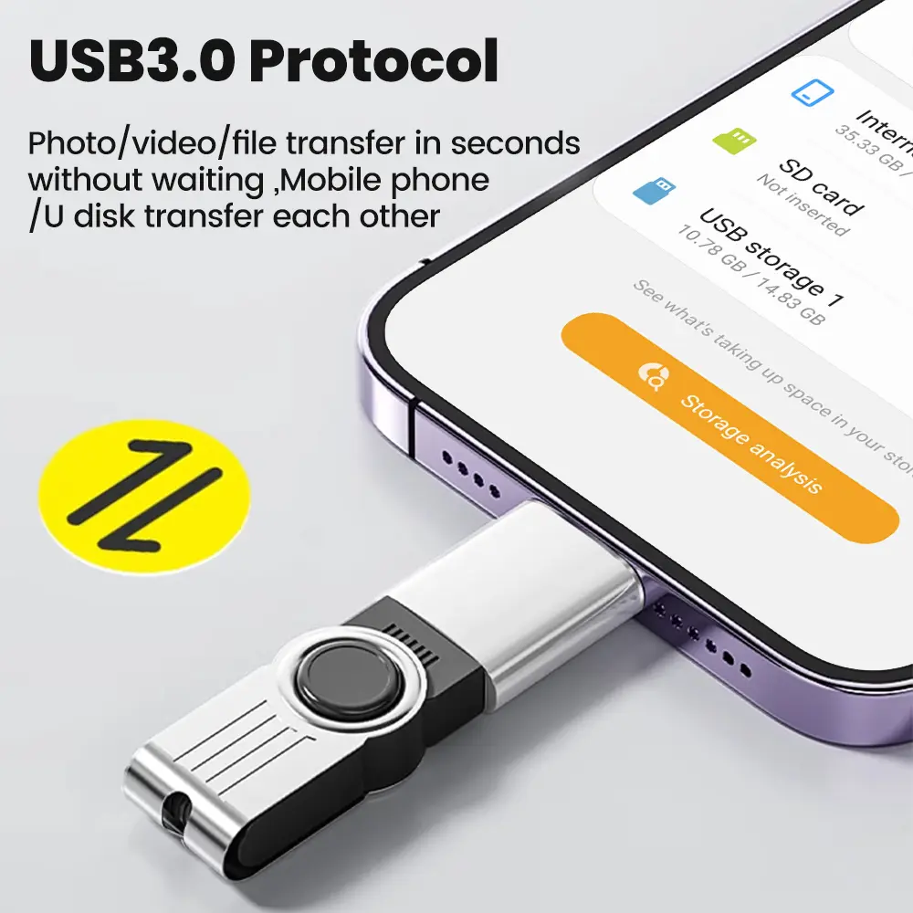 USB C Adapter Type C To USB 3.0 OTG Lightning Male To USB Female High Speed Data Transmission For Macbook iPhone15 14 Pro Laptop