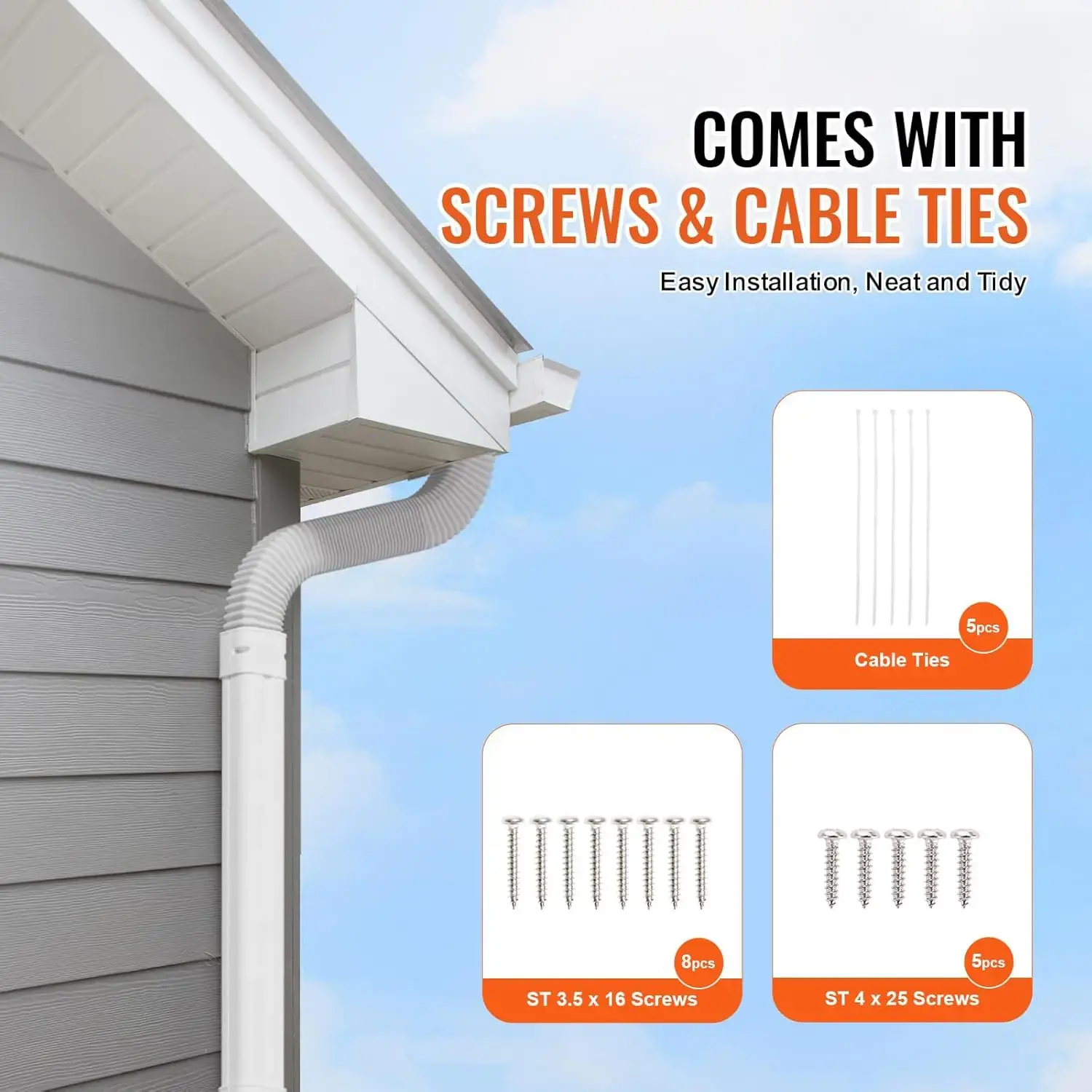 Mini Split Line Set Cover 3-inch W 7.4Ft L, PVC Decorative Pipe Line Cover for Air Conditioner with 2 Straight Ducts & Full Comp