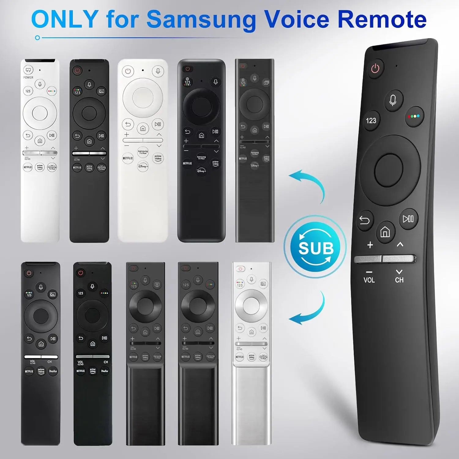 Replacement Voice Remote for Samsung Smart Curved Frame QLED LED LCD 8K 4K TVs with Voice Function, with Standing Silicone Cover