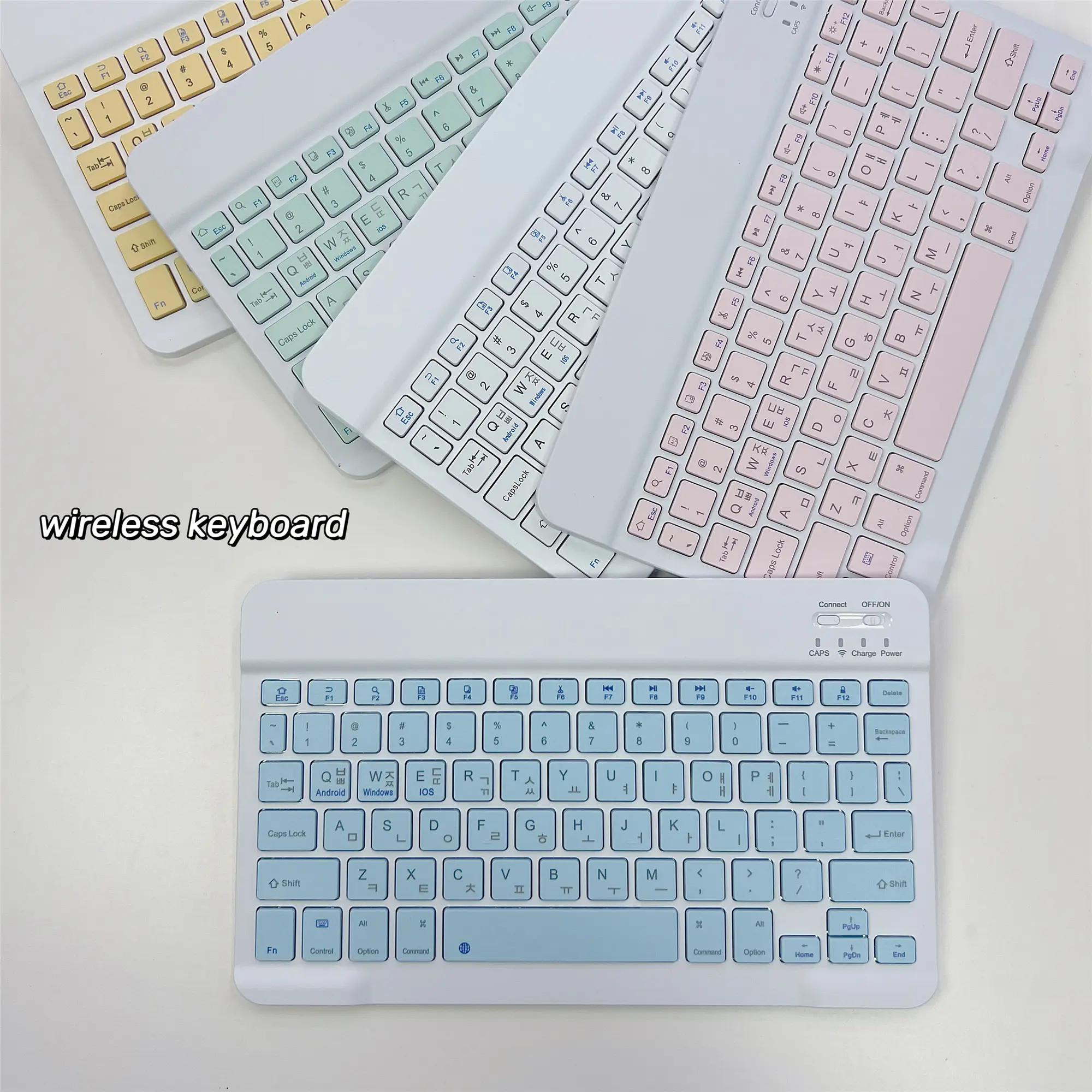 Korean language Ultra-Slim Bluetooth Keyboard Portable Mini Wireless Rechargeable for Apple iPad iPhone Korean