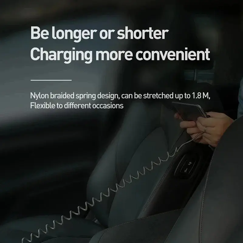 PD 27W Fast USB C Car Charger Cable For iPhone 15 14 13 12 11 Pro Max Plus X XR XS Spring Telescopic Charging Cable Accessories