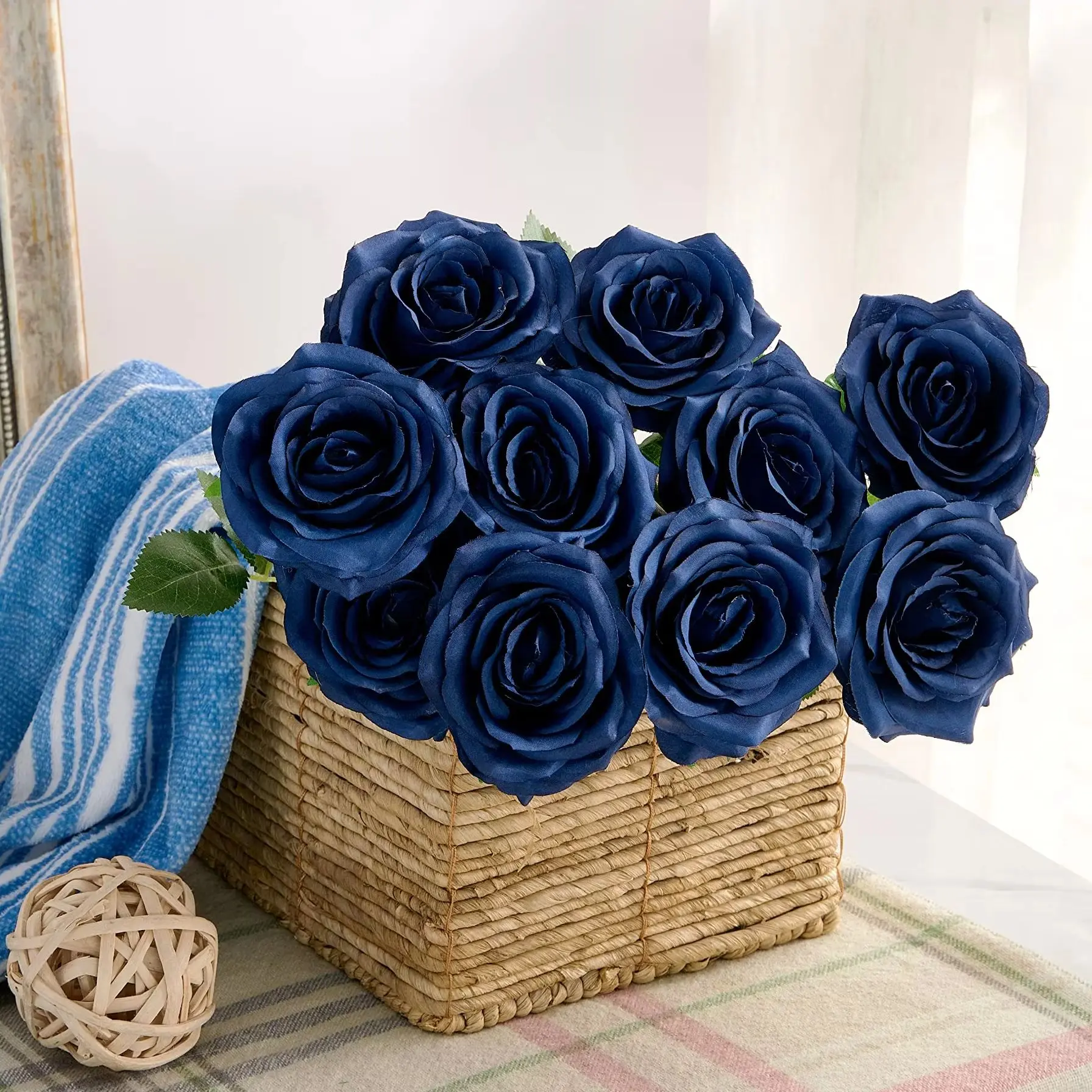 Artificial Rose 10pcs Open Flower Bouquet Faux Rose Stems for Wedding Arrangement, Bridal Bouquet, Fake Faux Silk Flowers