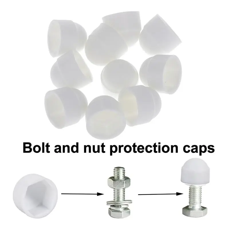 50Pcs Hex Nut Cover, White Black M4 M5 M6 M8 M10 M12 Bolt Dome Caps Covers ,Plastic Dome Bolt Nut Protection Caps Cover for Bolt
