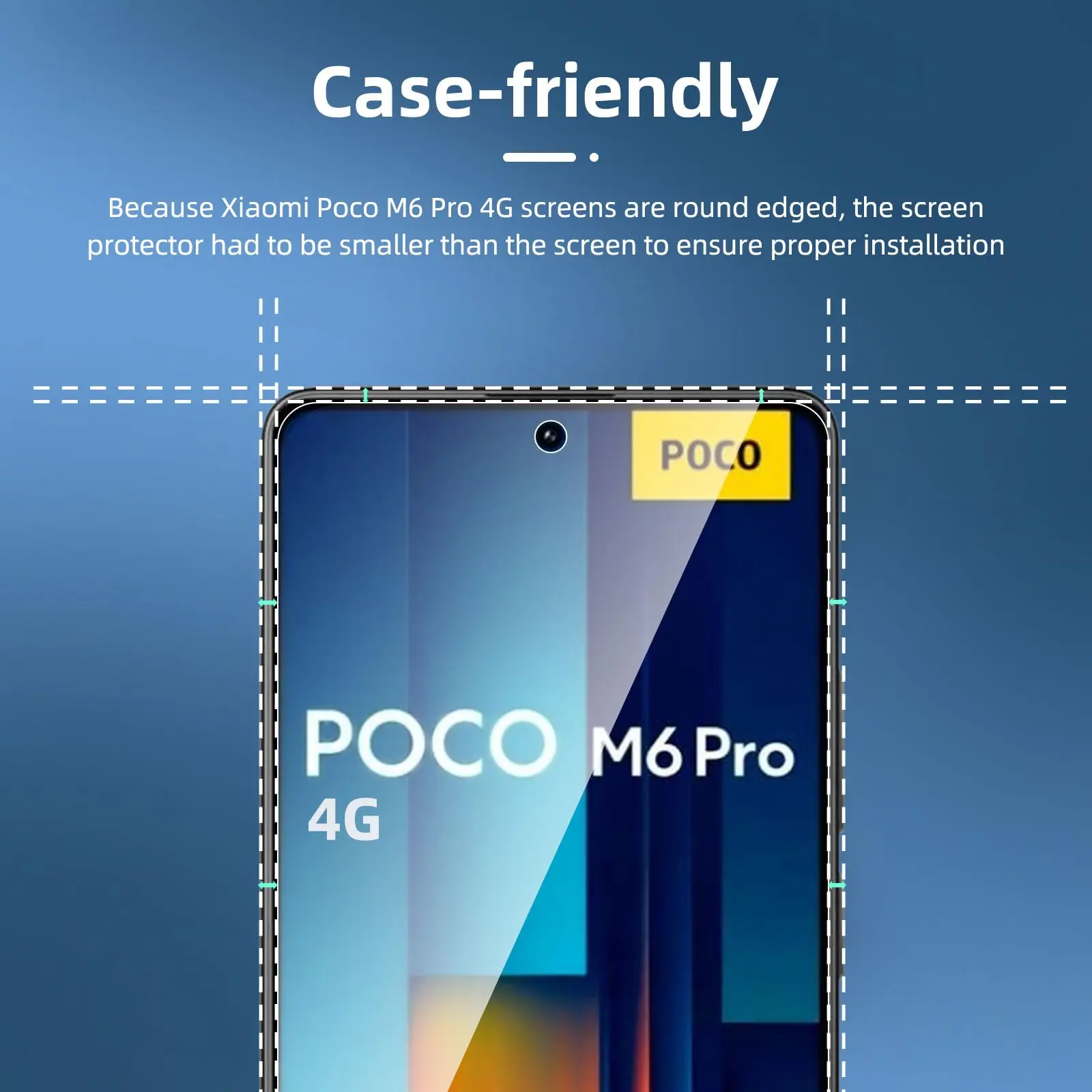 Screen Protector For Xiaomi POCO M6 Pro 4G, Tempered Glass HD 9H High Aluminum Anti Scratch Case Friendly