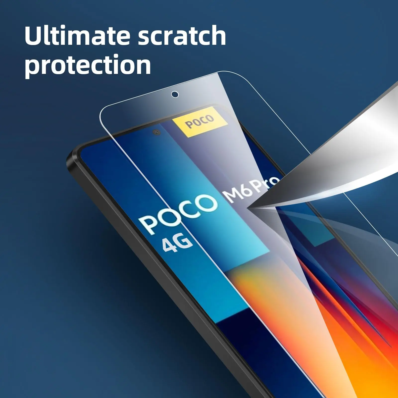 Screen Protector For Xiaomi POCO M6 Pro 4G, Tempered Glass HD 9H High Aluminum Anti Scratch Case Friendly