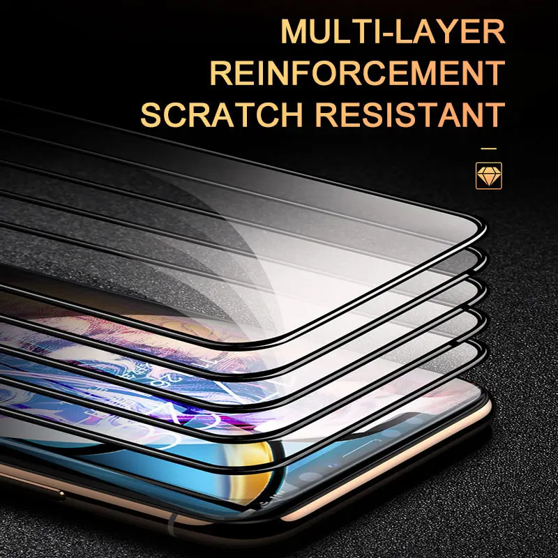 For iPhone 16 14 13 15 Pro Max Glass Screen Protector 4Pcs 12 11 9D Full Glue Tempered X XR XS 7 8 se2020 Plus Protective
