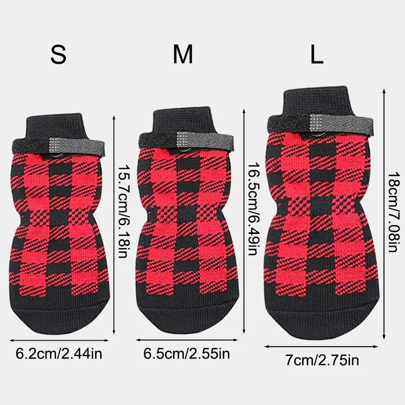 Dog Boots Waterproof Shoes Breathable Socks, with Anti-Slip Sole and Adjustable Magic Tape All Weather Protect Paws Only Fit Red