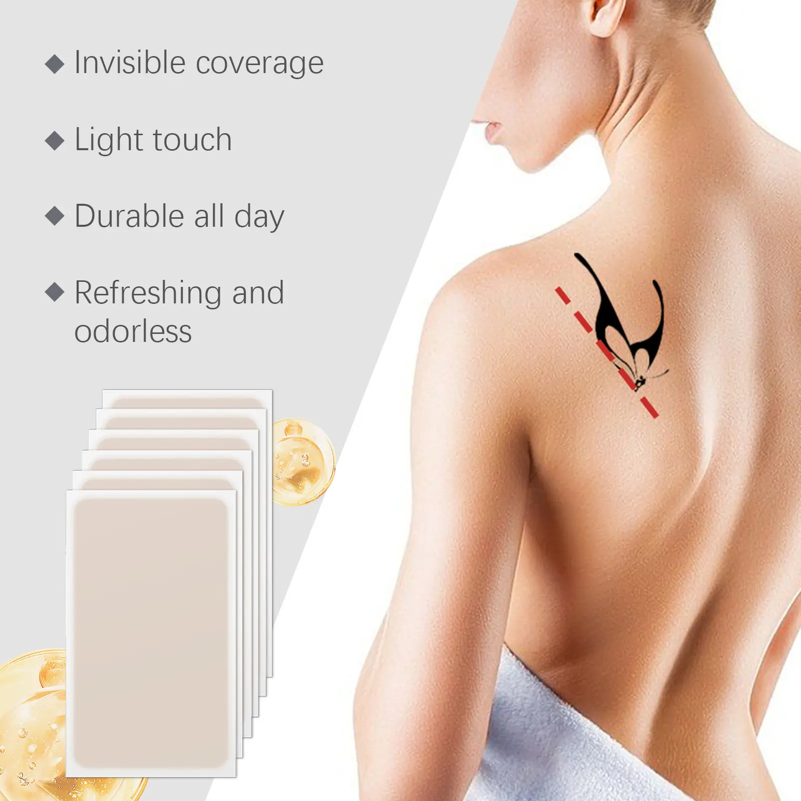 EELHOE Magic Cover Patch Cover Tattoo Hide Scars Birthmarks Waterproof Undetectable Breathable Moisturizing Skin Concealer Patch
